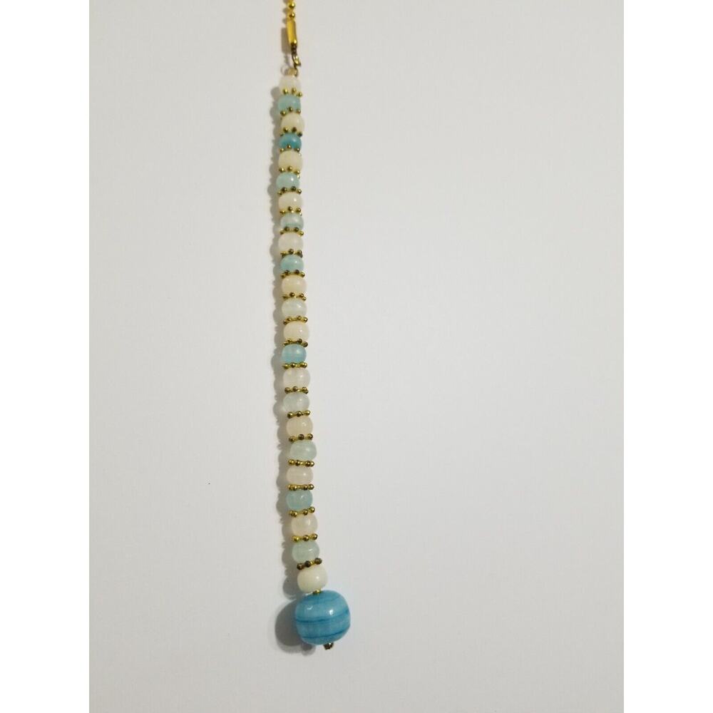 New handmade ceiling fan/ light chain pull gold, white and blue combine f20*
